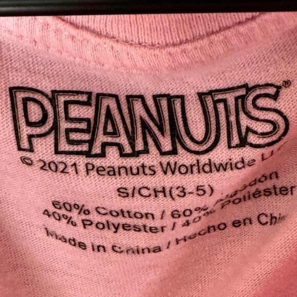 Peanuts Pink Snoopy & Woodstock Tshirt Youth Small( 3-5) - Picture 3 of 3